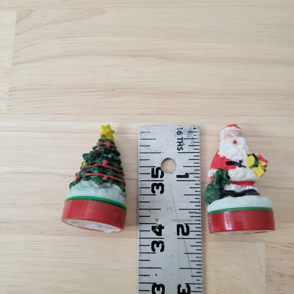 Mystic Industries Christmas Figurines Santa Claus &Tree Miniatures Holiday Decor